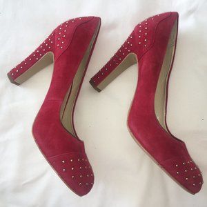 Anne Klein AK Qadira Red Suede Studded Pumps NWT